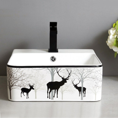 Lavabo Vừa Treo Tường Vừa Đặt Bàn Vuông Hươu Đen KAZTA KZ-CL2662