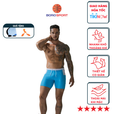 Quần Bơi Nam Boxer Có Túi CLEACCO DEENYT Chất Liệu Nylon Cao Cấp , Chống Thấm , Nhanh Khô Form Fitness Thời Trang (Tặng kèm nón bơi + bịt tai silicon) - Hàng Chính Hãng