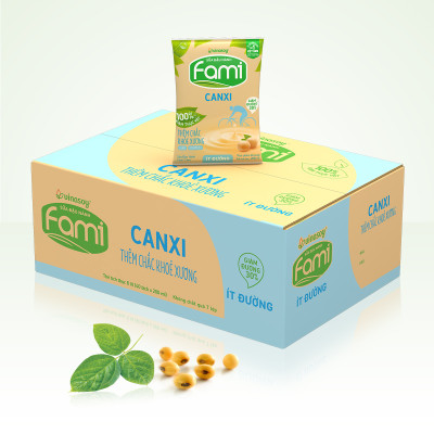 Thùng Sữa đậu nành Vinasoy Fami Canxi ít đường (200ml x 40 bịch)