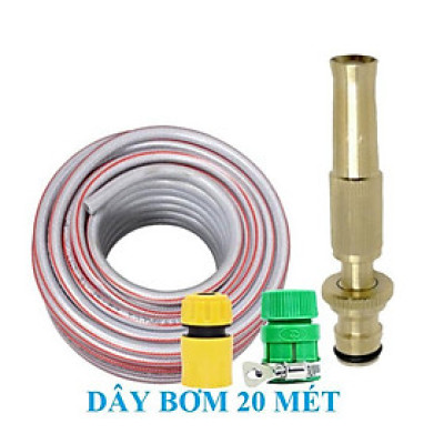 Bộ dây vòi xịt nước rửa xe, tưới cây . tăng áp 3 lần, loại 20m 206587 cút sập, nối PE