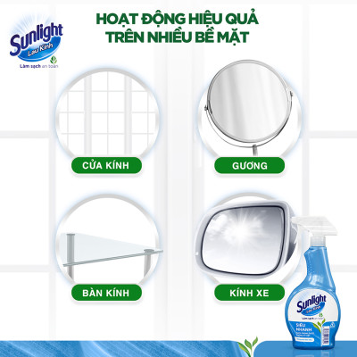 Combo 2 Nước Lau Kính Sunlight Siêu Nhanh Phiên bản nâng cấp từ Cif Sạch Không Tỳ Vết Chai 520ml