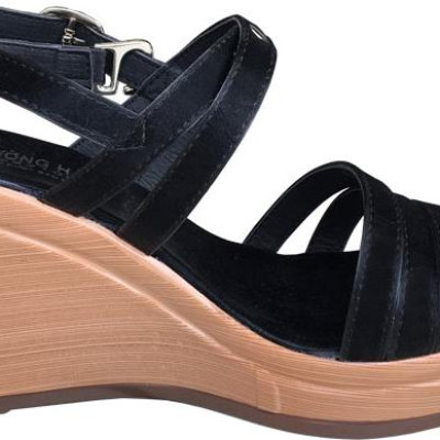 Giày saldan nữ TRƯỜNG HẢI màu đen da mềm mại đế xuống cao 9.5cm thời trang cao cấp nữ XDN785