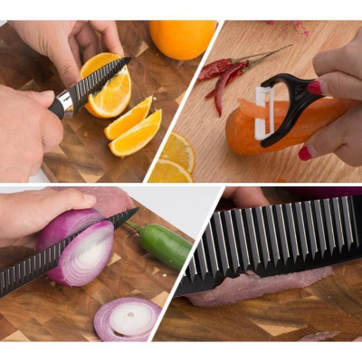 Bộ Dao 5 Món Nhật Bản Vân Gợn Sóng Tiện Dụng