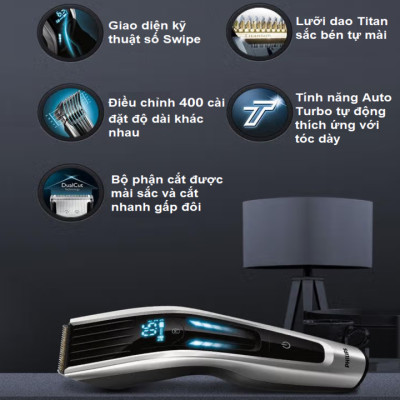 Tông đơ cắt tóc cao cấp Philips HC9450 Công nghệ Auto Turbo Series 9000 - HÀNG NHẬP KHẨU