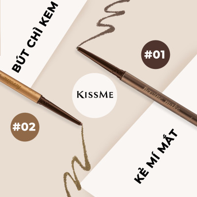 Bút Chì Kem Kẻ Mí Mắt Chống Trôi Nước Lõi Mịn Kissme Heroine Make Cream 02 Màu (1.6 G)