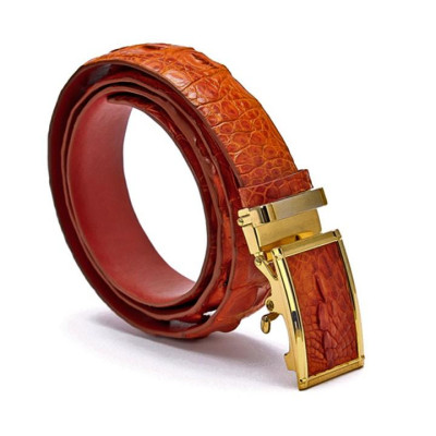 HJ4207-08-09-44 - Thắt lưng nam da cá sấu Huy Hoàng gai lưng 3,5P màu đen, nâu đỏ, vàng bò, nâu đất