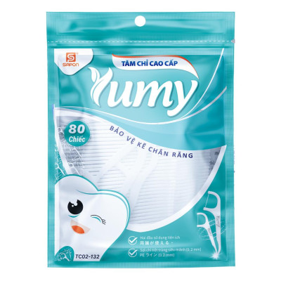 [Lố 12 túi] Tăm chỉ YUMY Cao Cấp, Tăm chỉ nha khoa Túi zip ghép (TC02-132) - 80 Cái/ Túi