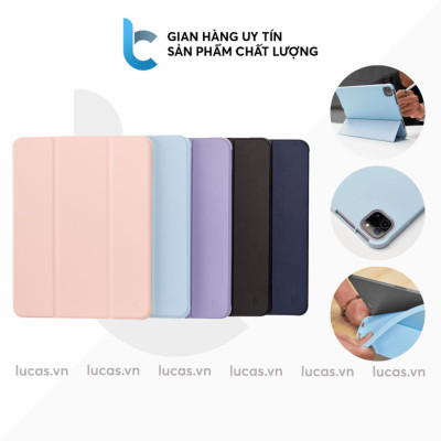 Bao da Cho IPAD Pro 11 inch M4 2024 Air 5/Air 4 10.9/ Pro 11 inch/Gen 9 8 7th 10.2/Gen 10 hiệu  WIWU Classic II mặt lưng dẻo chống sốc chống va đập có khay đựng bút - Hàng chính hãng