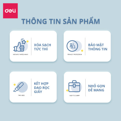 Bút Xóa Thông Tin Trên Bill Đơn Hàng Giấy In Nhiệt Kèm Dao Rọc Giấy Deli - Dụng Cụ Bóc Mở Đơn Hàng Online - Che Bảo Mật Thông Tin Đơn Hàng Nhỏ Gọn Tiện Lợi - JQ122 