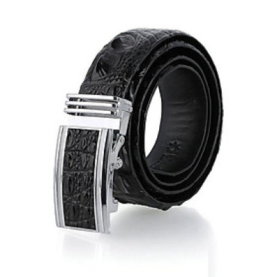 Dây nịt nam da cá sấu Huy Hoàng nguyên con bản lớn màu đen HC4768