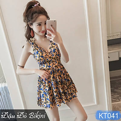 Đồ bơi áo tắm liền thân nữ cao cấp, hoạ tiết hoa nhí xinh xắn dễ mặc, phom chuẩn dáng đẹp, chất thun bơi lạnh dày dặn mịn mát | KT041