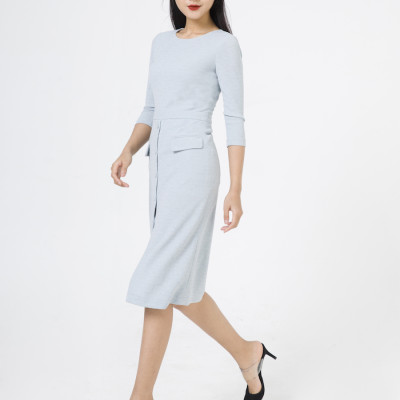 De Leah - Đầm Ôm Len Dáng Dài - Xanh