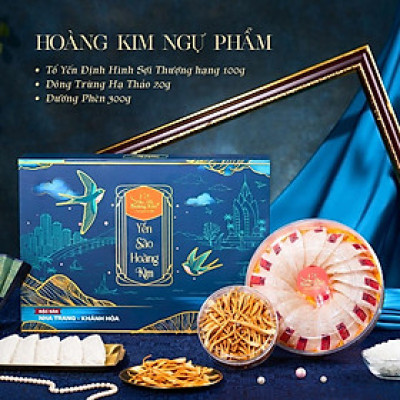 [CHÍNH HÃNG] Yến Sào Hoàng Kim - Hộp Quà Hoàng Kim Ngự Phẩm (100g Tổ Yến Tinh Chế Định Hình A5 & Đông Trùng) - Quà Biếu Tặng VIP, Đối Tác Cao Cấp Nhất