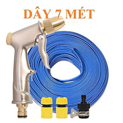 Bộ dây vòi xịt nước rửa xe, tưới cây . tăng áp 3 lần, loại 7m, 10m 206701-1 đầu đồng, cút, + tặng khăn phượt