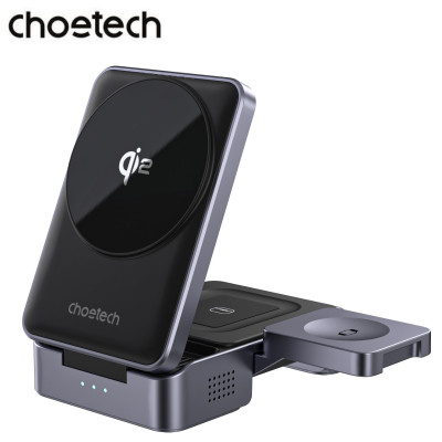 Đế sạc nhanh không dây 3 in 1 công suất 15W Choetech T637 chuẩn Qi2 - Hàng chính hãng