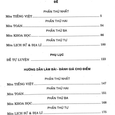 Đề Kiểm Tra Định Kỳ Tiếng Việt - Toán -  Khoa Học - Lịch Sử -  Địa Lí Lớp  5