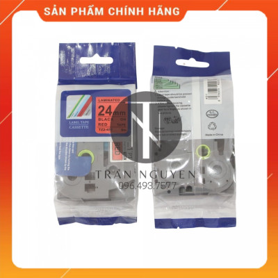 [Combo 3 hộp] Nhãn In đa lớp Tz2-451 - Đen nền đỏ 24mm x 8m - Hàng nhập khẩu