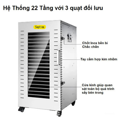 Máy sấy thực phẩm 22 tầng, dung tích 210 lít thương hiệu Mỹ cao cấp Septree DBC-22A - Hàng Nhập Khẩu