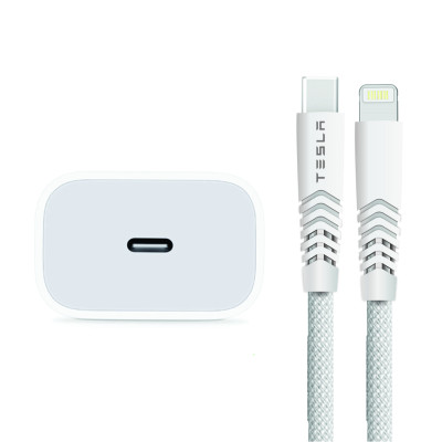 Combo sạc nhanh hàng chính hãng TESLA TL12CBL 36W GaN USB-C (C to L) | Bảo hành 12 tháng 1 đổi 1 | Made in Việt Nam