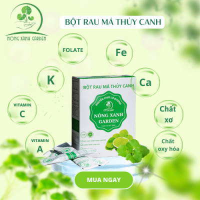 Nông Xanh Garden Bột Rau Má Thủy Canh Nguyên Chất Có Đường Hộp 15 gói (3gr/1 gói) hòa tan uống liền, dễ uống thanh nhiệt