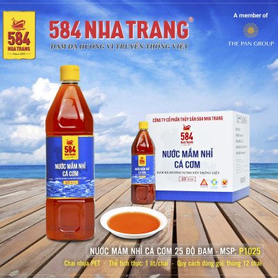 Nước mắm Nhỉ Cá cơm 584 Nha Trang - 25 độ đạm - Chai nhựa 1Lit