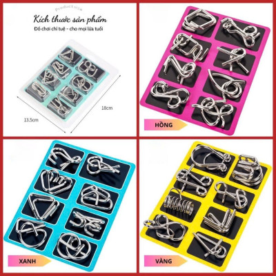 Combo 24 Móc Khóa IQ | Đồ Chơi Phát Triển Trí Tuệ Thông Minh Cho Trẻ, Tư Duy Mở Khóa Loại Tốt Không Gỉ, ĐÈN TRANG TRÍ , ĐỒNG HỒ TREO TƯỜNG