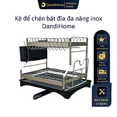 Kệ để chén bát đĩa, úp cốc inox DandiHome có khay hứng nước tặng kèm