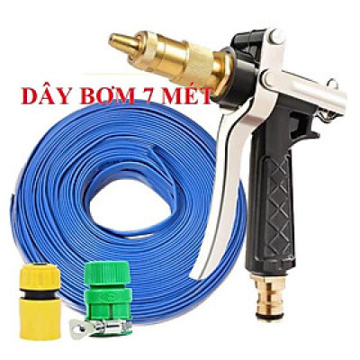  Bộ dây vòi xịt nước rửa xe, tưới cây . tăng áp 3 lần, loại 7m, 10m 206236 đầu đồng,cút,nối vàng+ tặng khăn phượt