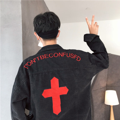 Áo khoác Jeans Nam phối hình chữ Thập thời thượng