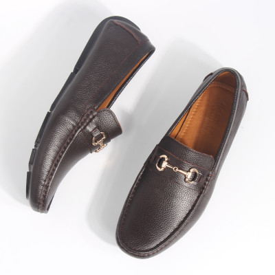 Giày MICHILUX Da Bò Thật Chính Hãng Horse Bit Moccasin CIEHM Màu Nâu Sẫm