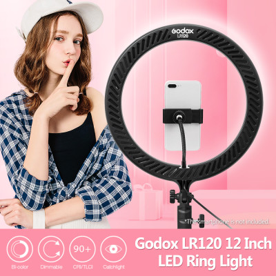 Godox LR120 12 inch LED Ring Light cho Studio,Nhiếp ảnh với Ánh sáng lấp đầy 3000K-6000K Nhiệt độ hai màu có thể điều chỉnh