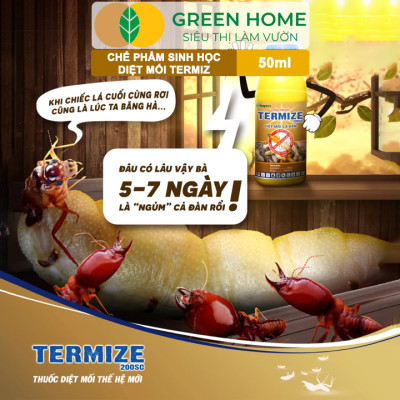 Thuốc Diệt Mối Tận Gốc Greenhome Termize 200SC, Chai 50ml, Sinh Học Thế Hệ Mới, An Toàn, Không Mùi, Diệt Cả Đàn
