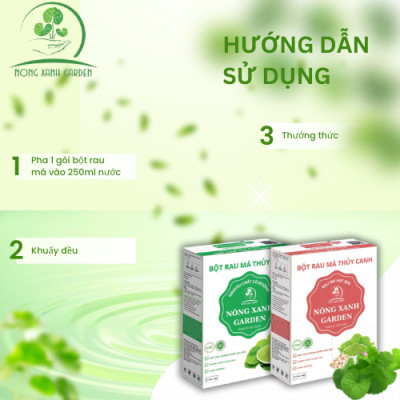 Nông Xanh Garden Combo 2 Hộp Bột Rau Má Thủy Canh Nguyên Chất Có Đường + Hạt Sen Hộp 15 gói hòa tan uống liền, mát gan, đẹp da