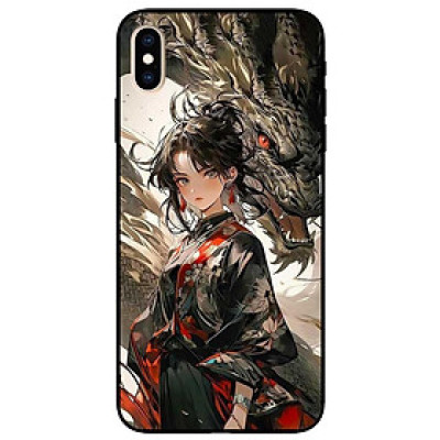 Ốp lưng dành cho Iphone X - Xs - Xs Max - XR - 11 - 11 Pro Max - Cô Gái Và Rồng Đen - Hàng Chính Hãng