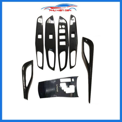Ốp nội thất Vios 2019-2020-2021-2022 vân Cacbon 7 chi tiết bảo vệ chống trầy xước và làm đẹp xe