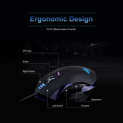 Chuột chơi game có dây MAGIC-REFINER MG4, 4000DPI Đèn nền LED có thể điều chỉnh cho máy tính xách tay PC