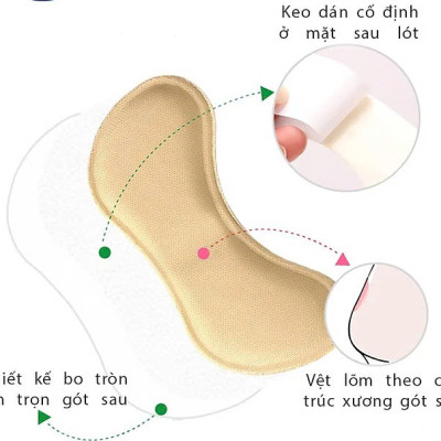Bộ 2 cặp lót giày 4D bảo vệ gót chân và chống tuột gót giày (loại bầu) 1 CẶP KEM VÀ 1 CẶP ĐEN