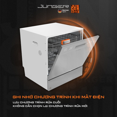 Máy rửa bát Junger DWJ-100 Dung tích 10 bộ Sấy khô Diệt khuẩn UV Hàng Chính Hãng Bảo Hành 24 Tháng