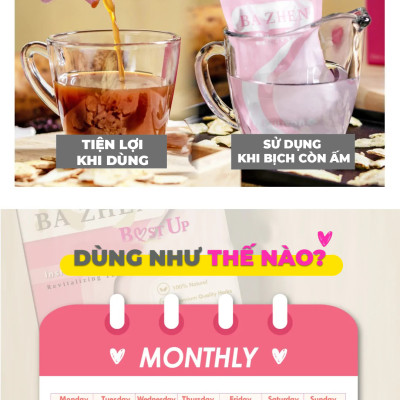 [QUÀ 20.10] Nước Uống Thảo Mộc Giảm Đau Bụng Kinh Hiệu Quả, Tăng Kích Cỡ Vòng 1, Thon Gọn Sắc Vóc Ba Zhen Ujuwon Bust Up (Hộp 8 Gói)