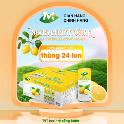 [Thùng 24 lon 320ml] Soda Chanh VàngTVT - Nước cốt chanh vàng tự nhiên cùng soda nhẹ nhàng