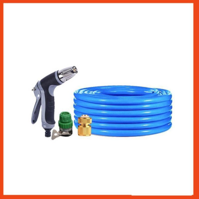 Bộ dây vòi xịt nước rửa xe,tưới cây tăng áp 3 lần 20m(cút đồng nối nhựa xanh) 206817