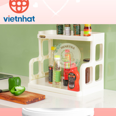 Kệ gia vị 2 tầng bằng nhựa cao cấp VIỆT NHẬT - giúp căn bếp luôn gọn gàng sạch sẽ