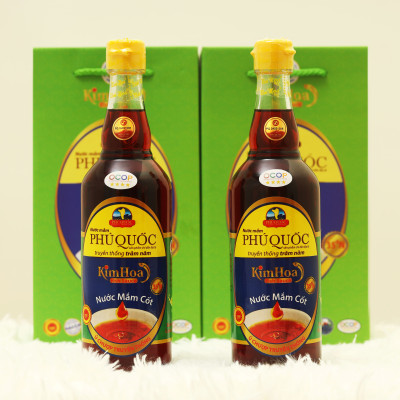 Nước Mắm Cốt Kim Hoa Phú Quốc 35 độ đạm Hộp 2 chai 520ml