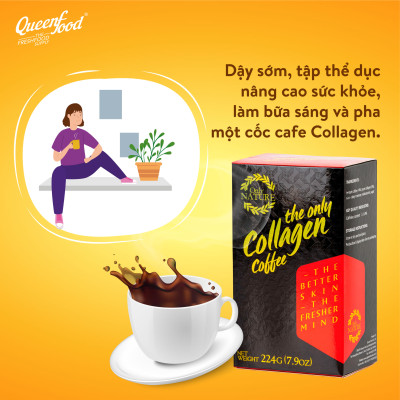 Cà Phê Collagen Queenfood (2 Hộp - 14 Túi Nhỏ/Hộp)