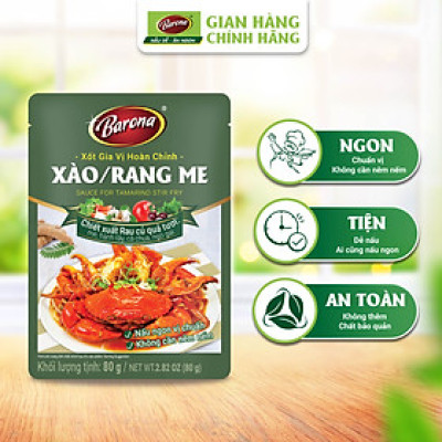 Combo 1 hộp (20 gói) Gia Vị Xào/Rang Me Barona 80g ướp ngon chuẩn vị không cần nêm nếm