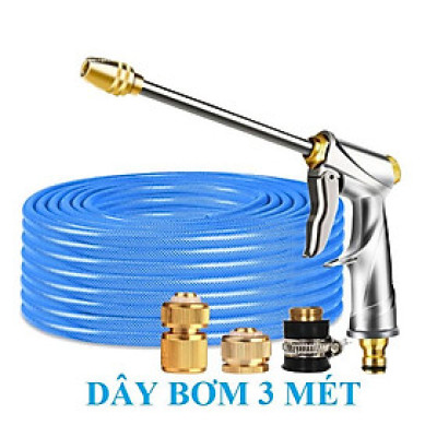 Bộ dây vòi xịt nước rửa xe, tưới cây ,tăng áp 3 lần,loại 3m,5m 206701-2 đầu đồng,cút đồng,nối đồng+  mở chai