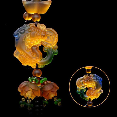 Khánh ngọc treo xe ô tô - Cá chép ngậm tiền phong thủy