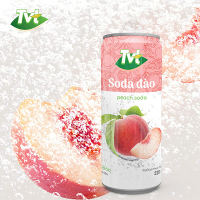 [Lốc 06 lon 320ml] Soda Đào TVT - Nước cốt đào tự nhiên cùng soda nhẹ nhàng