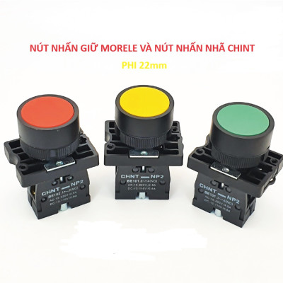 Nút nhấn không đèn nhấn nhã Chint và nút nhấn giữ Morele phi 22mm chuyên tủ điện