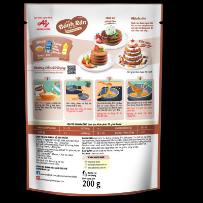 Combo 4 Gói Bột Bánh Rán Pha Sẵn Vị Sô-cô-la Ajinomoto 200g/Gói